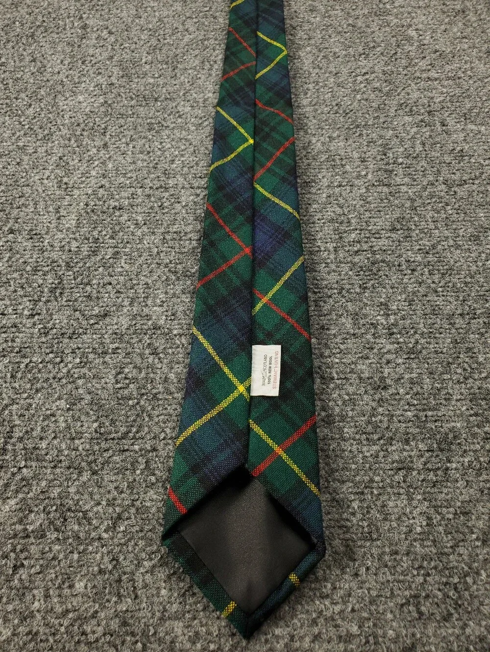 Vintage Scottish Wool Tie Stewart Hunting Plaid Tartan Necktie Green Blue